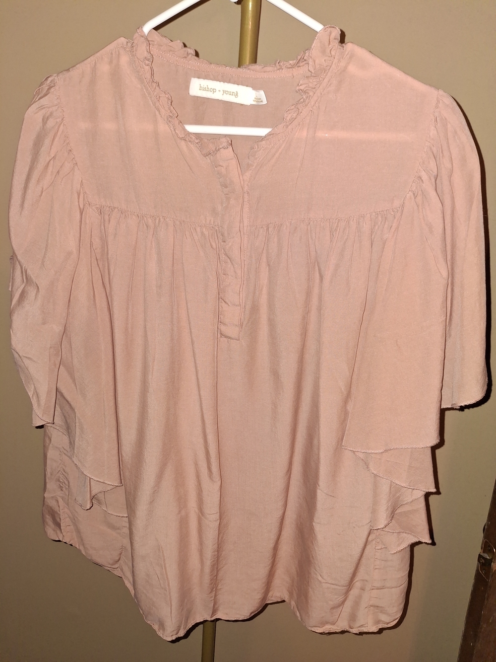 bishop + young Blush Pink Ruffle-Trim Peasant Blouse